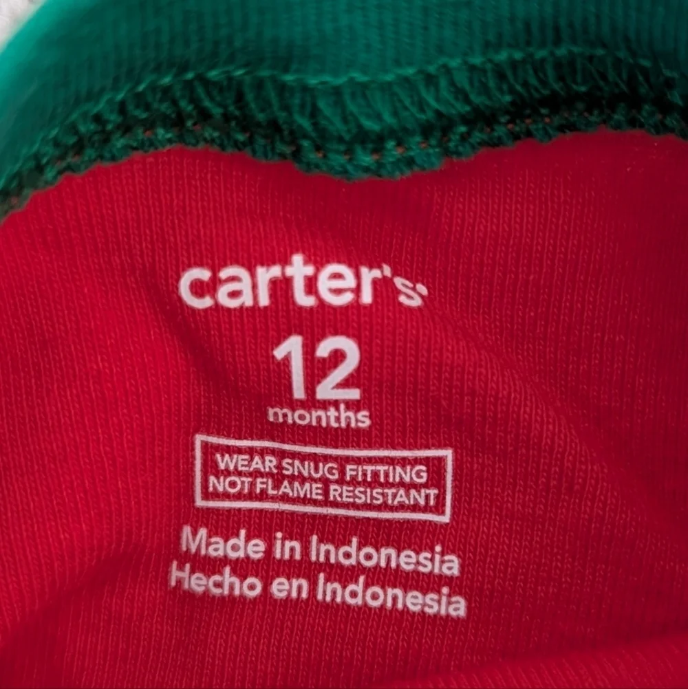 Carters Infant Christmas Pajamas Size 12 Month Santa's Favorite Fleece Red Green